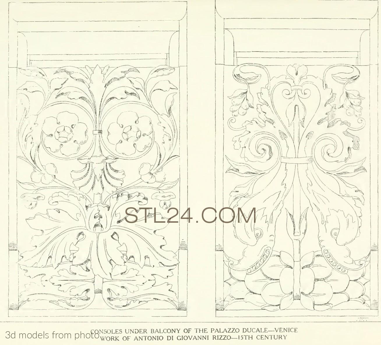 Панели резные (CARVED PANEL_1992 -  | 3D model 3DSMAX / OBJ / STL) 3D модель для ЧПУ станка